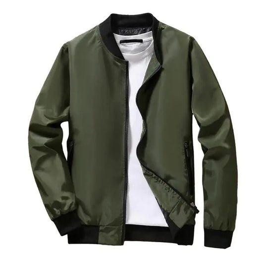 Men's Stand Collar Zip Up Baseball Jacket with Pockets