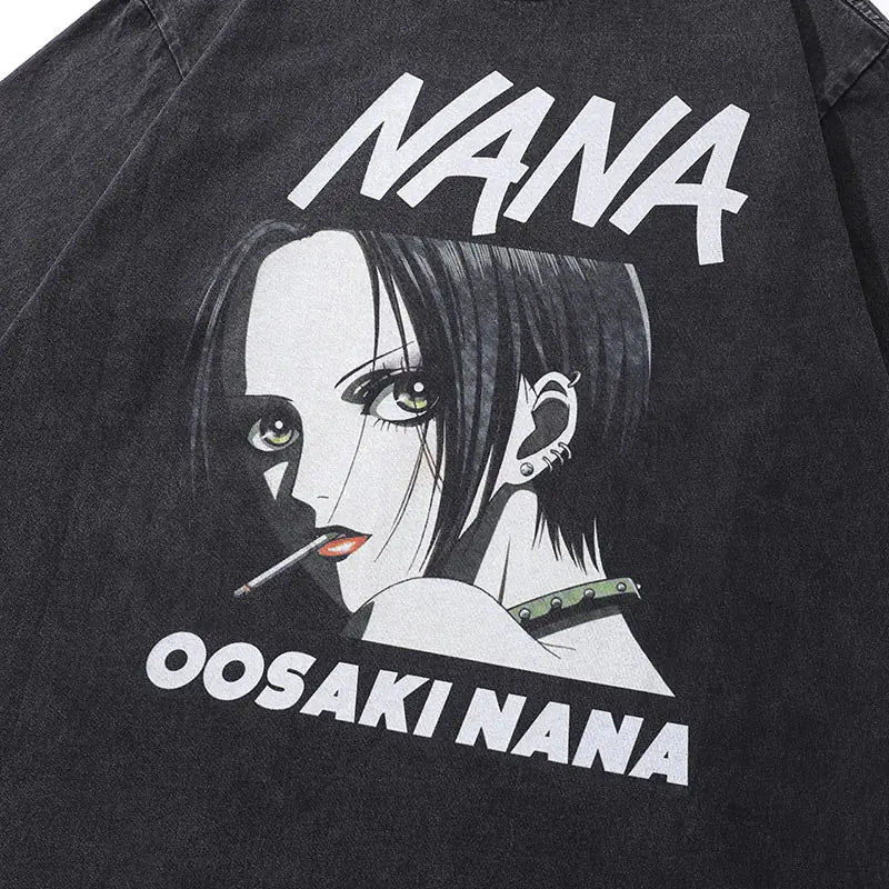 Vintage Black Oversized Oosaki Nana Graphic T-Shirt