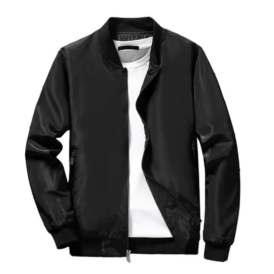 Men's Stand Collar Zip Up Baseball Jacket with Pockets