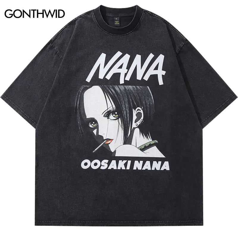 Vintage Black Oversized Oosaki Nana Graphic T-Shirt